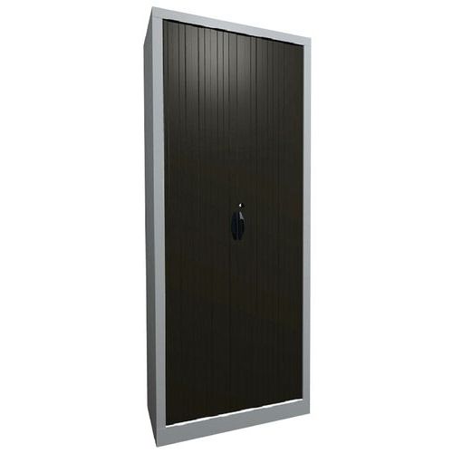 Armoire À Rideaux Classique L. 80 H. 198 Cm Moka Et Alu
