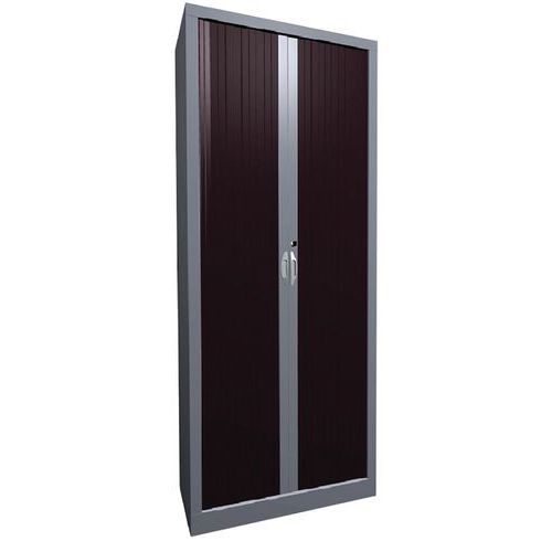 Armoire À Rideaux Classique L. 80 H. 198 Cm Prune Et Alu