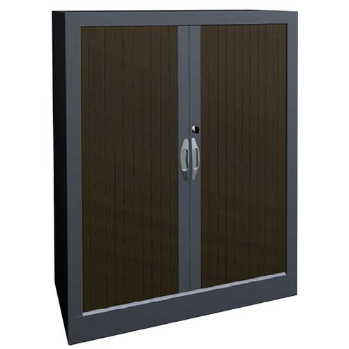 Armoire à Rideaux Classique L. 80cm H. 102 Cm Galet Et Alu