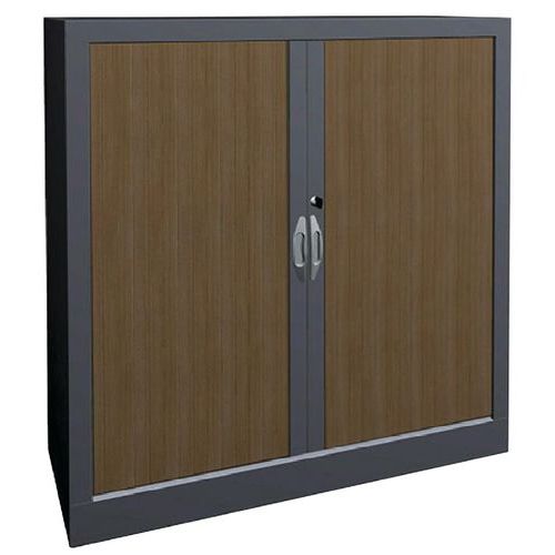 Armoire à Rideaux Classique L.100 Cm H.102cm Chêne Clair/alu