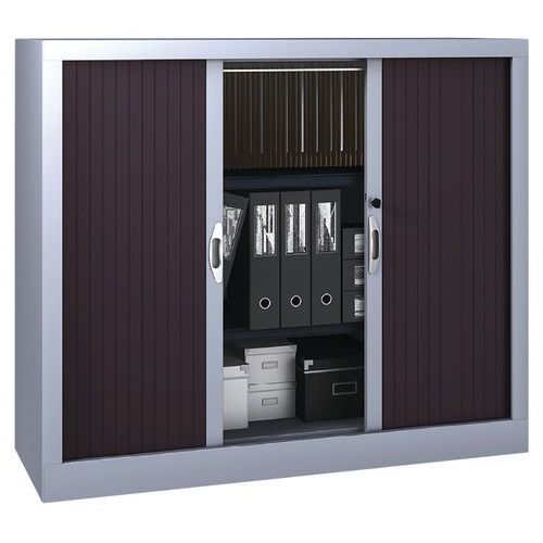 Armoire à Rideaux Classique L.100cm H.102cm Prune/alu