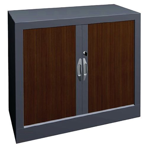 Armoire à Rideaux Classique L.80cm H.69cm Chêne Clair Et Alu