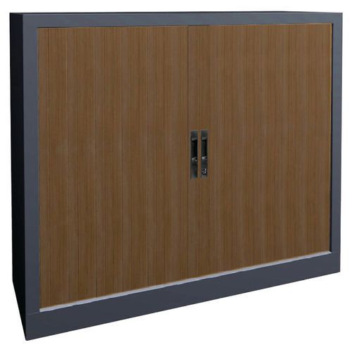 Armoire Rideaux Lame Recouv. L.120cm H.102cm Chêne Clair/alu