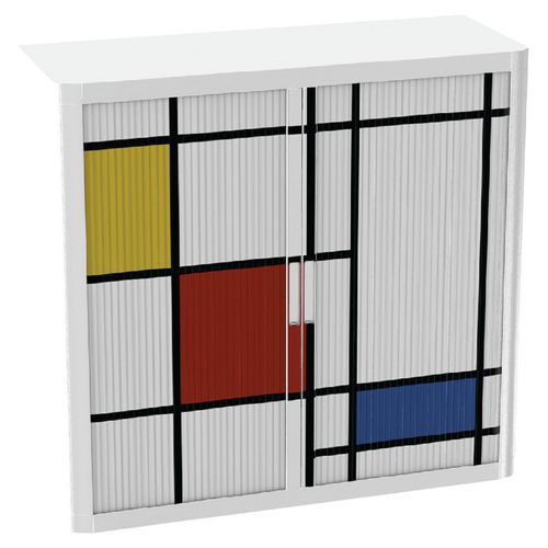 Armoire Easy Office H.104cm Corps Blanc Rideaux Design