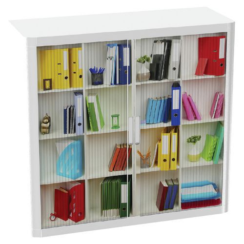 Armoire Easy Office Hauteur 104cm Corps Blanc Rideaux Bureau