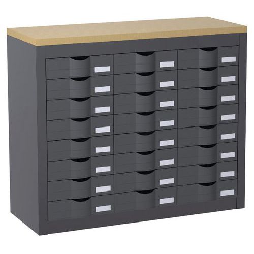 Desserte De Classement 24 Tiroirs Hauteur 75 Cm Aluminium