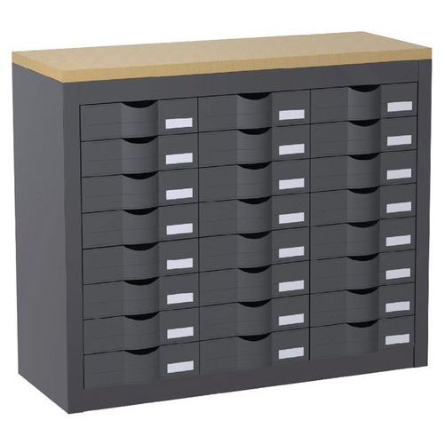 Desserte De Classement 24 Tiroirs Hauteur 75 Cm Anthracite