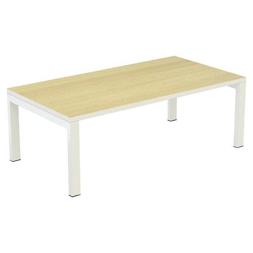 Table Basse Easy Office 114x60 Pied Blanc Plateau Blc/hetre