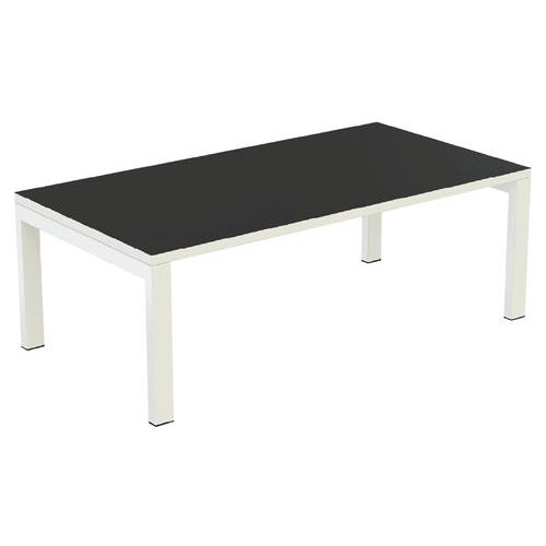 Table Basse Easy Office 114x60 Pied Blanc Plateau Blc/noir