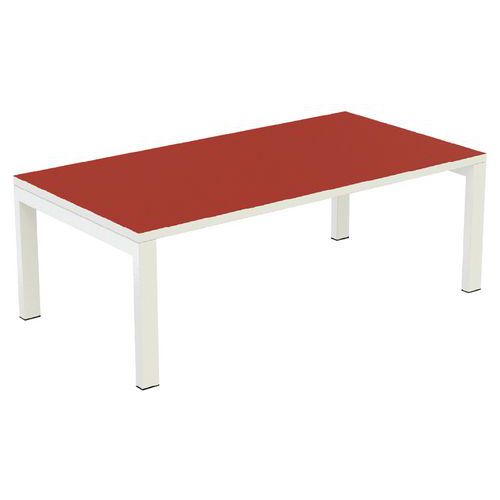 Table Basse Easy Office 114x60 Pied Blc Plateau Blanc/rouge