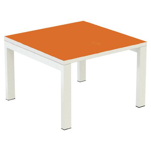 Table Basse Easy Office 60x60 Cm P. Blanc Plat. Blanc/orange