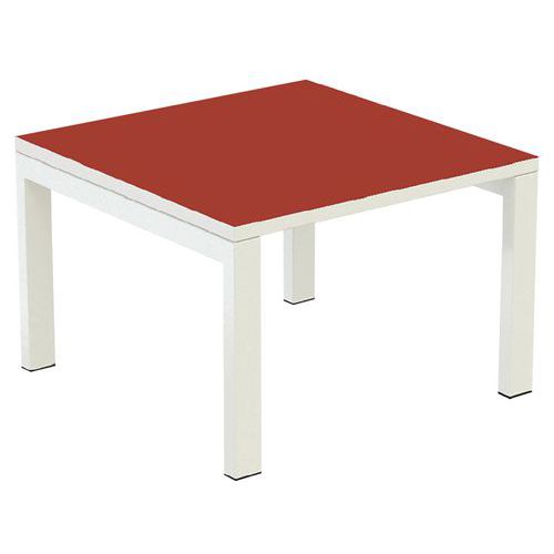 Table Basse Easy Office 60x60 Cm P. Blanc Plat. Blanc/rouge