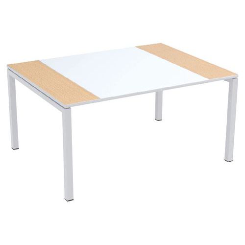 Table Réunion Easy Office 150x114 Pied Blanc Plateau Blc/hêt