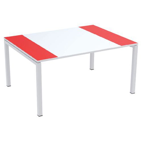 Table Réunion Easy Office 150x114 Pied Blc Plateau Blc/rouge