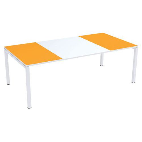 Table Réunion Easy Office 220x114cm P. Blc Plat. Blc/orange