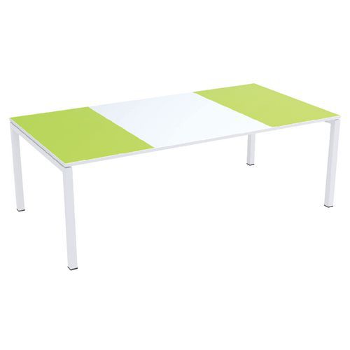 Table Réunion Easy Office 220x114cm P. Blc Plateau Blc/vert