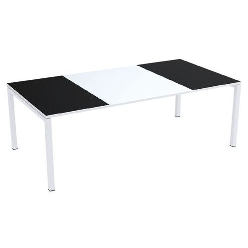 Table Réunion Easy Office 220x114cm Pied Blc Plat. Blc/noir