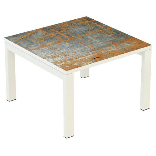 Table Basse Easy Office 60x60 Cm Pied Blanc Plateau Rouille