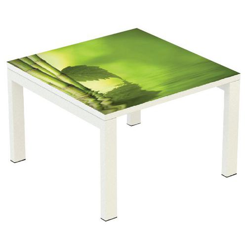 Table Basse Easy Office 60x60 Cm Pied Blanc Plateau Zen