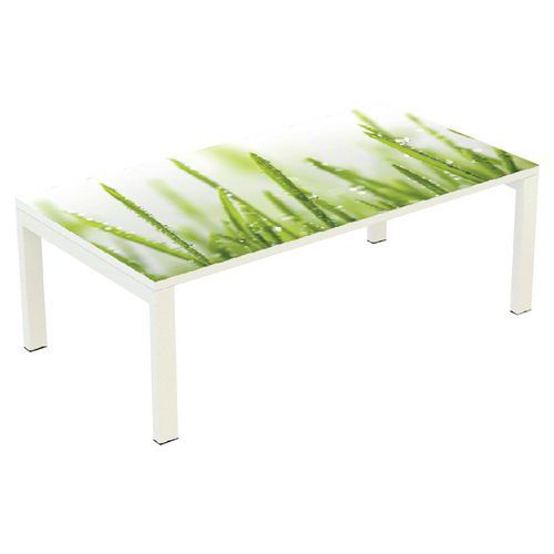 Table Basse Easy Office 114x60 Cm Pied Blanc Plateau Nature