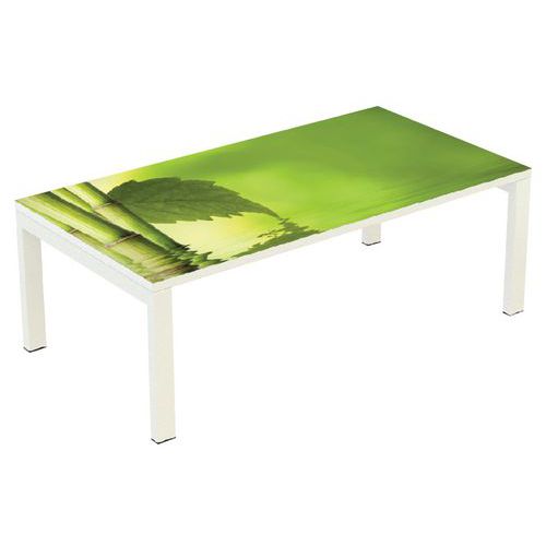 Table Basse Easy Office 114x60 Cm Pied Blanc Plateau Zen