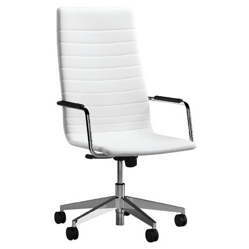 Fauteuil Visual Blanc Dossier Haut Piètement Chromé