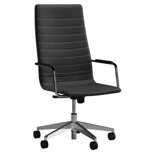 Fauteuil Visual Noir Dossier Haut Piètement Chromé