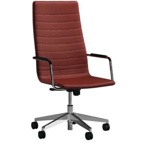 Fauteuil Visual Rouge Dossier Haut Piètement Chromé