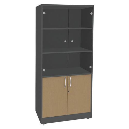 Bibliothèque Partie Supérieur 2 Portes En Verre T.1315