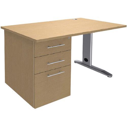 Bureau 140 Cm Avec Caisson Porteur Pied Métal T.1316