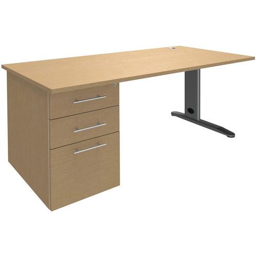 Bureau 180 Cm Avec Caisson Porteur Pied Métal T.1315