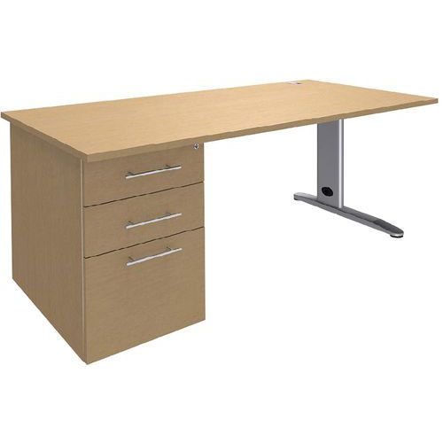 Bureau 180 Cm Avec Caisson Porteur Pied Métal T.1316