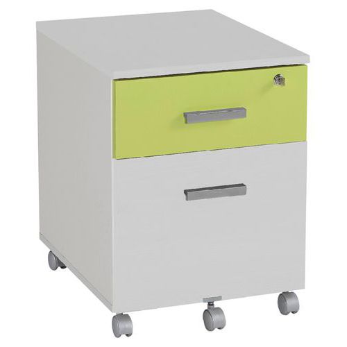Caisson Mobile Linéo 2 Tiroirs 53 Cm Blanc 1 Façade Anis