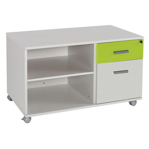 Console Mob. Linéo Avec Caisson 2tir 60cm Blc 1 Façade Anis