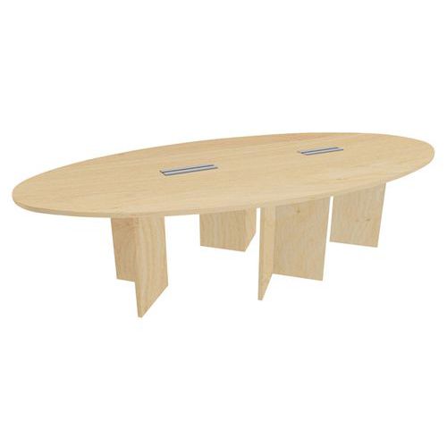 Table Ovale Pds Croix 280x140cm 2 Boîtiers Ã‰lec. Chêne Clair