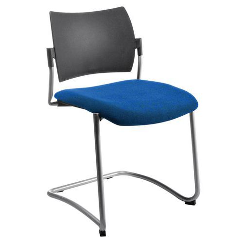 Chaise Visiteur Prague Piètement Luge Gris Assise 0419 Bleu