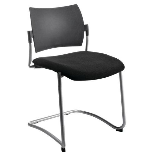 Chaise Visiteur Prague Piètement Luge Gris Assise 0420 Noir