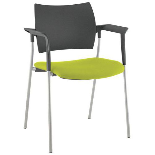 Fauteuil Visiteur Tendance Dos. Poly. Pièt. Alu 188 Pistache