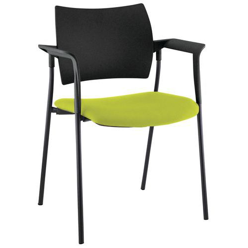 Fauteuil Visiteur Tendance Dos. Poly. Pièt. Noir 188pistache