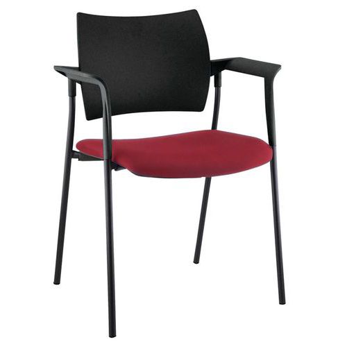 Fauteuil Visiteur Tendance Dos. Poly. Pièt. Noir 1912 Rouge