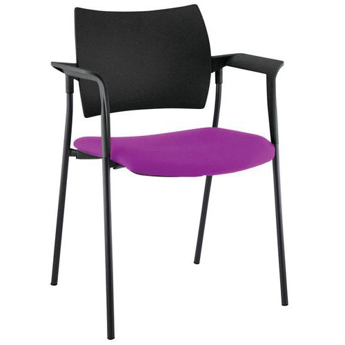Fauteuil Visiteur Tendance Dos. Poly. Pièt. Noir 378 Magenta