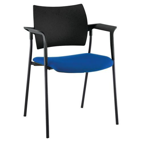 Fauteuil Visiteur Tendance Doss. Poly. Pièt. Noir 0419 Bleu