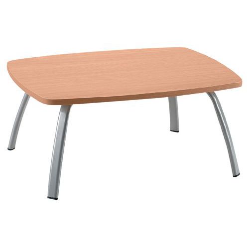 Table Basse 80x60cm Piètement Aluminium Plateau Poirier