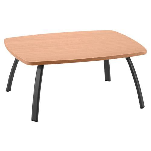 Table Basse 80x60cm Piètement Noir Plateau Poirier