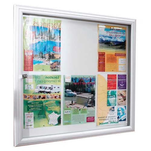 Vitrine d'affichage extérieur Reverso Gris - 16 feuilles - Magnétique - Porte Plexiglas Battante - 129x94cm