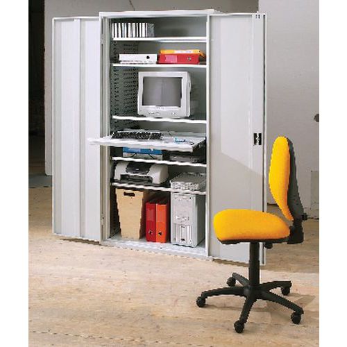 Armoire Multimedia Et Tablette Coloris Gris