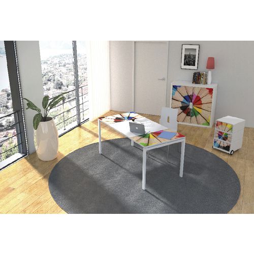 Set Bureau 160cm Armoire Et Caisson Easy Office Crayons
