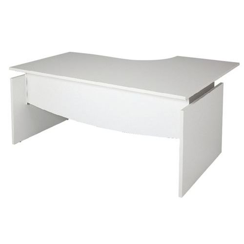 Bureau Asym. Linéo L. 160cm Retour Gauche Blanc Et Aluminium