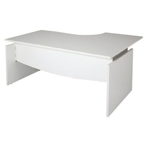 Bureau Asym. Linéo L. 180cm Retour Gauche Blanc Et Aluminium