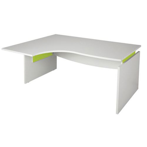 Bureau Asymétrique Linéo L.180cm Retour à Gauche Blc Et Anis